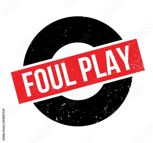 Foul Play rubber stamp. Grunge design with dust scratches. Effects can be easily removed for a clean, crisp look. Color is easily changed.
