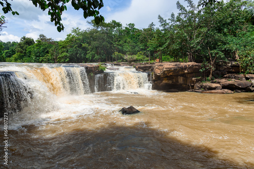 Tat ton Waterfall in early rainy season at Chaiyaphum Thailand.