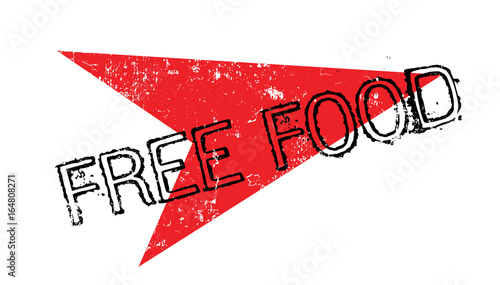 Free Food rubber stamp. Grunge design with dust scratches. Effects can be easily removed for a clean, crisp look. Color is easily changed.