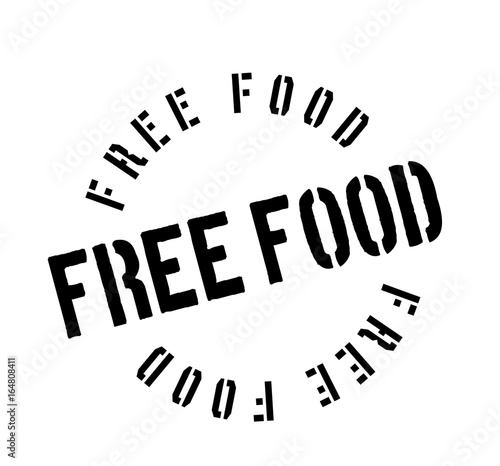 Free Food rubber stamp. Grunge design with dust scratches. Effects can be easily removed for a clean, crisp look. Color is easily changed.