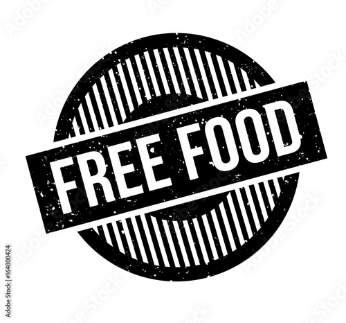 Free Food rubber stamp. Grunge design with dust scratches. Effects can be easily removed for a clean, crisp look. Color is easily changed.