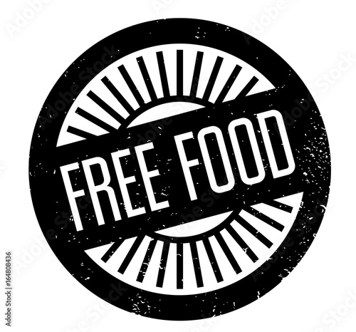 Free Food rubber stamp. Grunge design with dust scratches. Effects can be easily removed for a clean, crisp look. Color is easily changed.