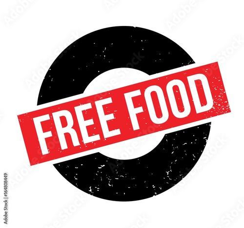 Free Food rubber stamp. Grunge design with dust scratches. Effects can be easily removed for a clean, crisp look. Color is easily changed.