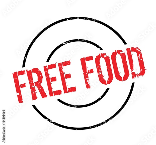 Free Food rubber stamp. Grunge design with dust scratches. Effects can be easily removed for a clean, crisp look. Color is easily changed.