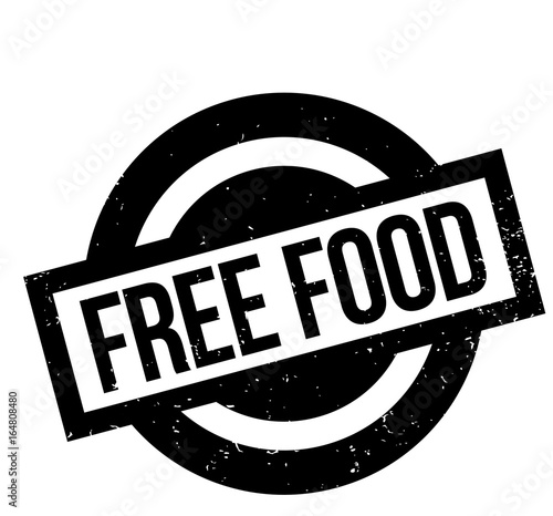 Free Food rubber stamp. Grunge design with dust scratches. Effects can be easily removed for a clean, crisp look. Color is easily changed.