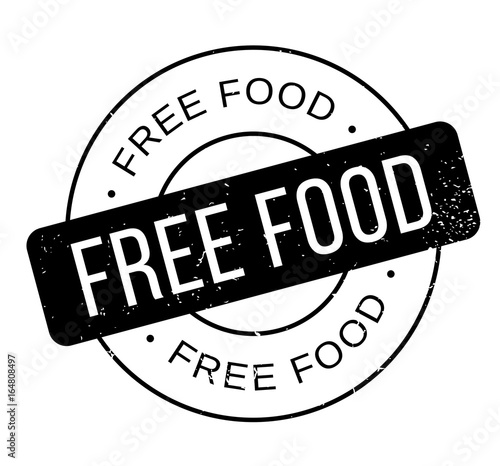 Free Food rubber stamp. Grunge design with dust scratches. Effects can be easily removed for a clean, crisp look. Color is easily changed.