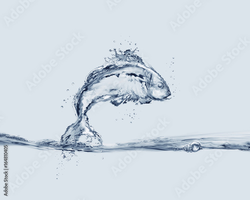 Photography A fish made of water jumping into water.