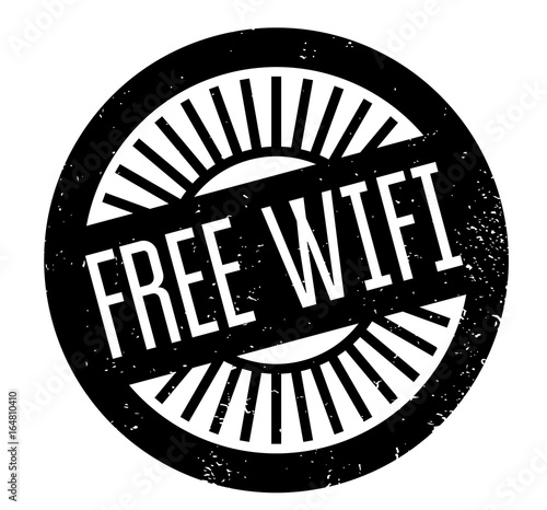 Free Wifi rubber stamp. Grunge design with dust scratches. Effects can be easily removed for a clean, crisp look. Color is easily changed.
