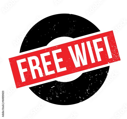 Free Wifi rubber stamp. Grunge design with dust scratches. Effects can be easily removed for a clean, crisp look. Color is easily changed.