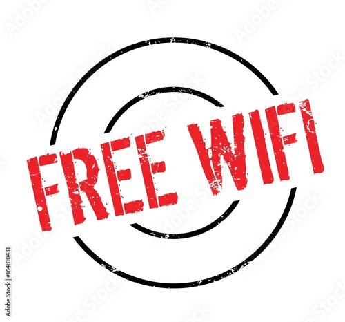 Free Wifi rubber stamp. Grunge design with dust scratches. Effects can be easily removed for a clean, crisp look. Color is easily changed.