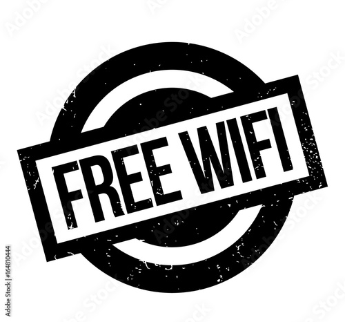 Free Wifi rubber stamp. Grunge design with dust scratches. Effects can be easily removed for a clean, crisp look. Color is easily changed.