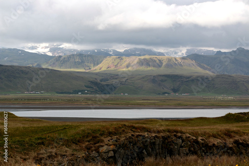 panoramic of landscape of dyrholaey 