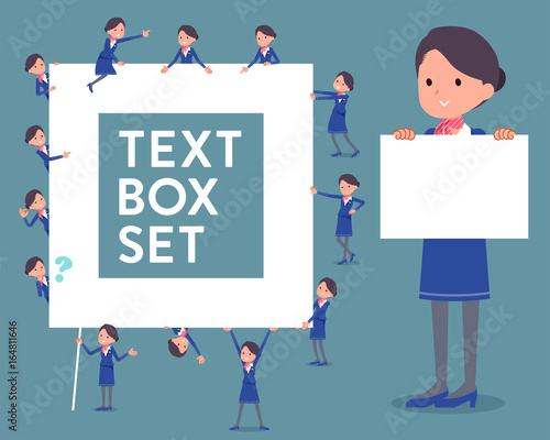 flat type Cabin attendant blue woman_text box