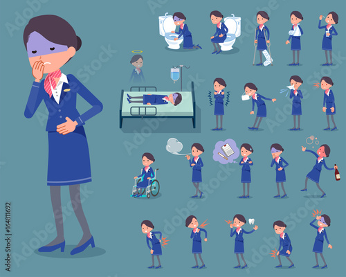 flat type Cabin attendant blue woman_sickness