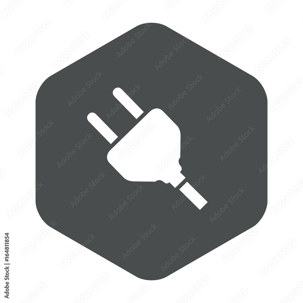 Icono plano clavija en hexágono gris Icono plano clavija en hexágono gris