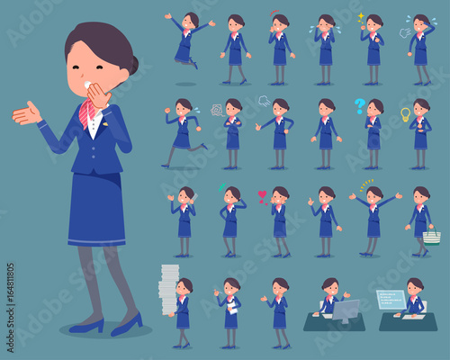 flat type Cabin attendant blue woman_1