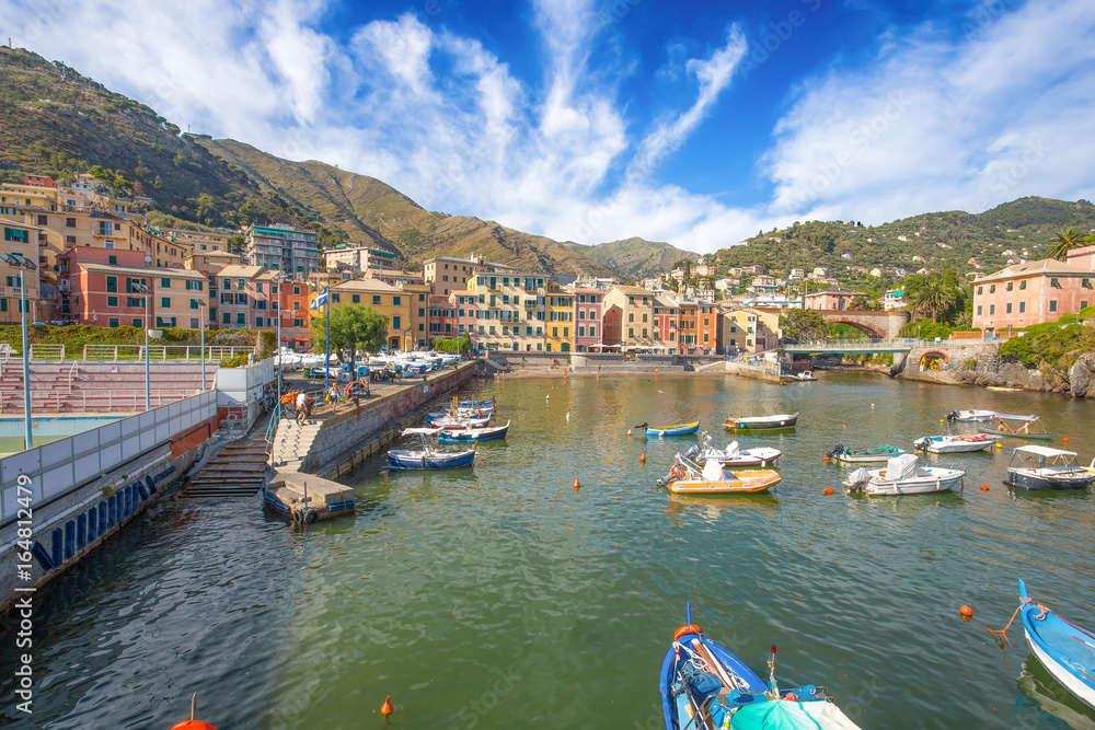 GENOA (GENOVA) NERVI,  ITALY, JULY, 15, 2017 - View of the marina of Genoa Nervi, Italy.