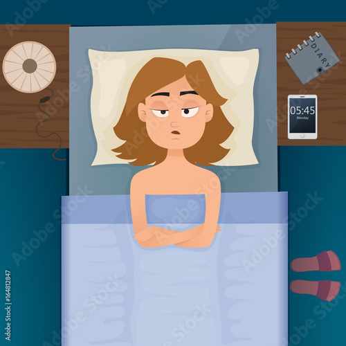 Young employee woman with insomnia and sleepless