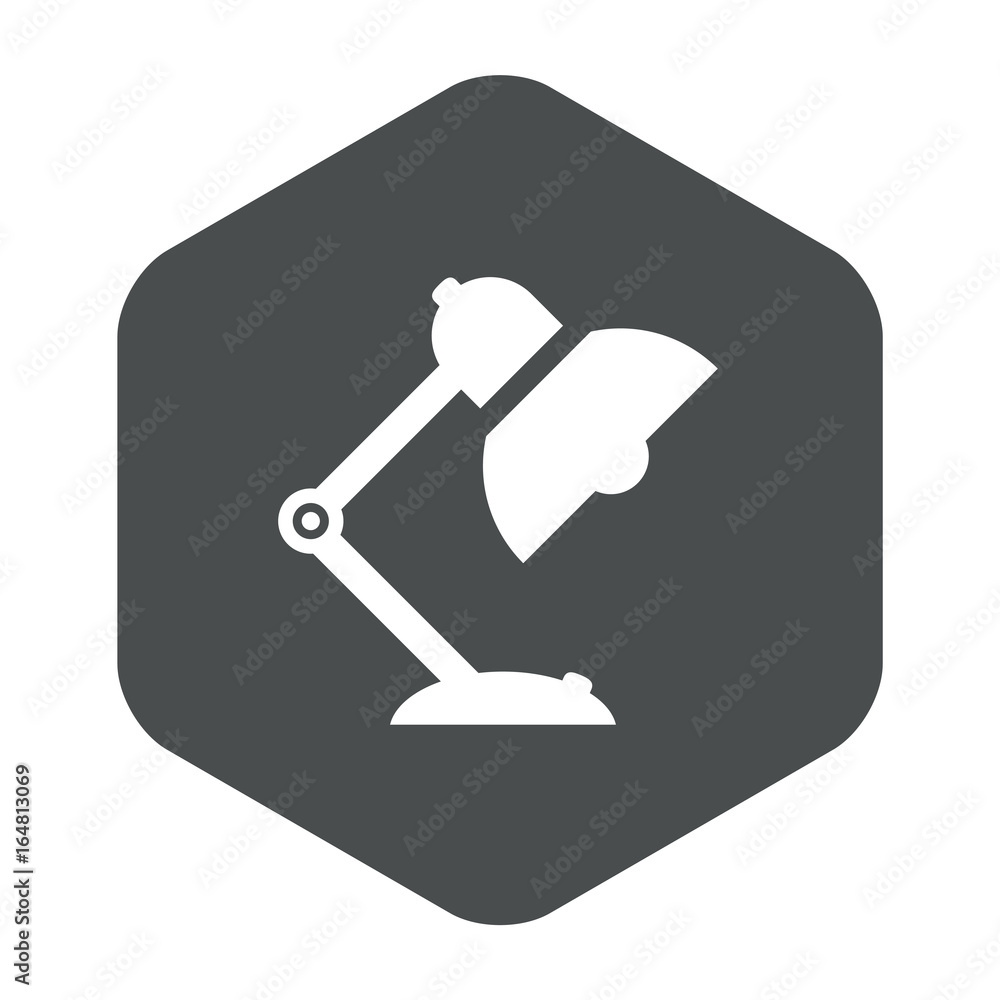 Icono plano lampara tipo flexo en hexagono gris Icono plano lampara tipo flexo en hexagono gris