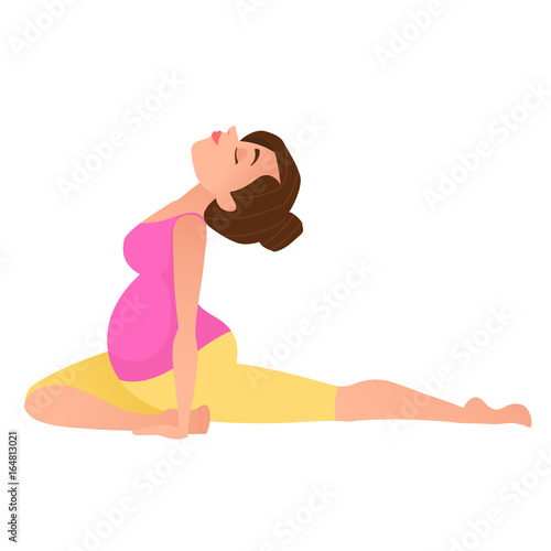 Young pregnancy woman meditation in yoga poses.