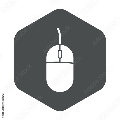 Icono plano mouse en hexagono gris