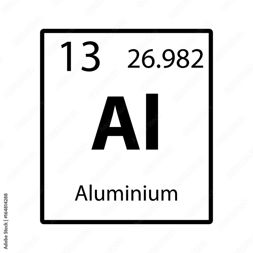 Aluminium Periodic Table Element Icon On White Background Vector Stock Adobe