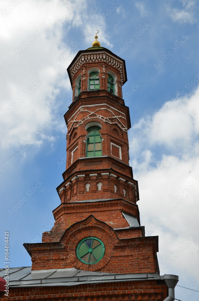 Minaret of  Bornay Mosque, also spelled Burnayevskaya Mosque, built in 1872  in Kazan, Tatarstan, Russia