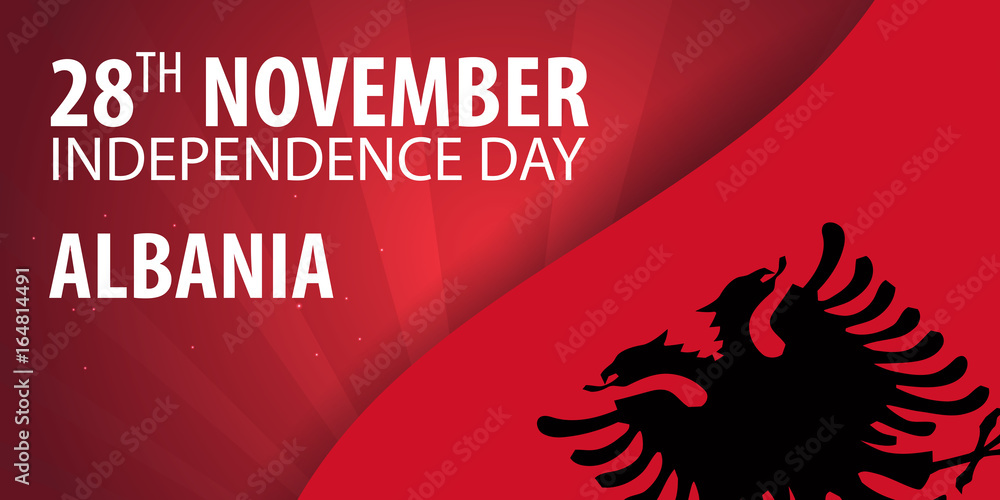 Obraz Independence day of Albania. Flag and Patriotic Banner. Vector illustration.