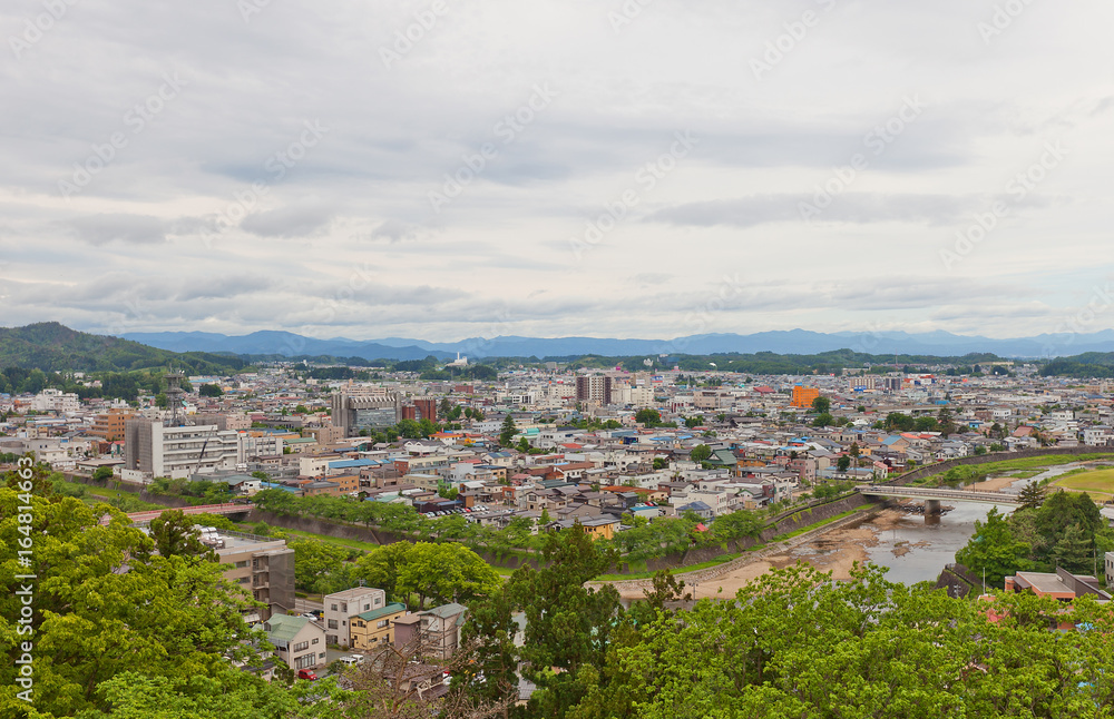View of Yokote city from Yokote Castle, Akita Prefecture, Japan