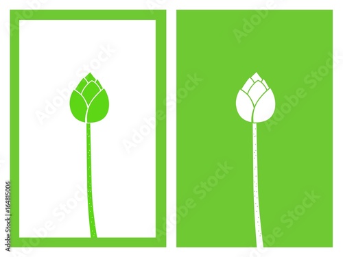 green bud lotus on green background and frame,vector illustration