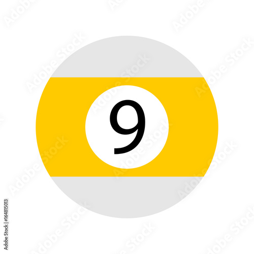 Flat Yellow Nine Pool - Billiard Ball Icon Vector Isolated