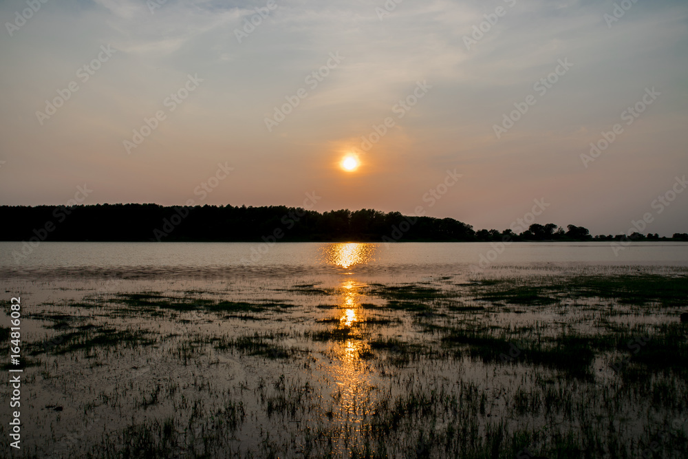 Beautiful sunset at a lake near the city of Khabarovsk photographed in the summer of 2017