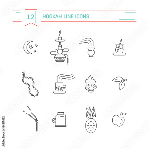 Hookah line icons