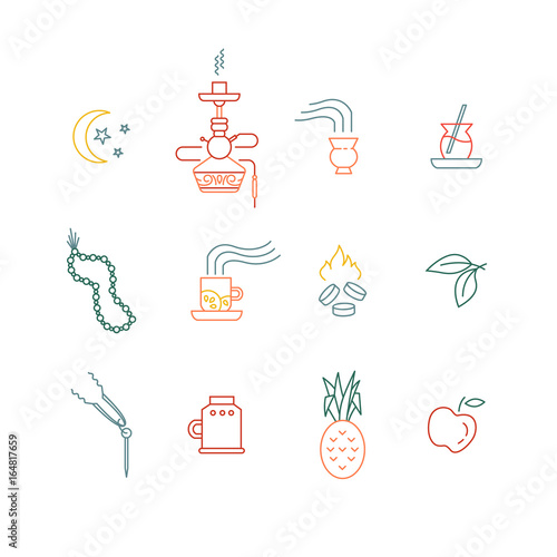 Hookah line icons
