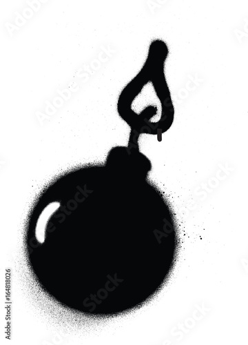 graffiti sprayed bomb in black over white