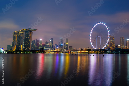 Landscape of Singapore city at night.