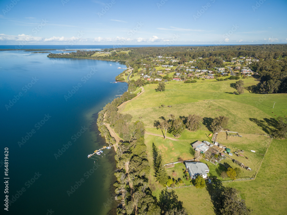 Aerial view of Mallacoota town, Victoria, Australia