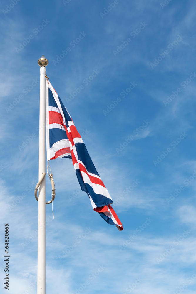 Limp Union Jack flag of the United Kingdom