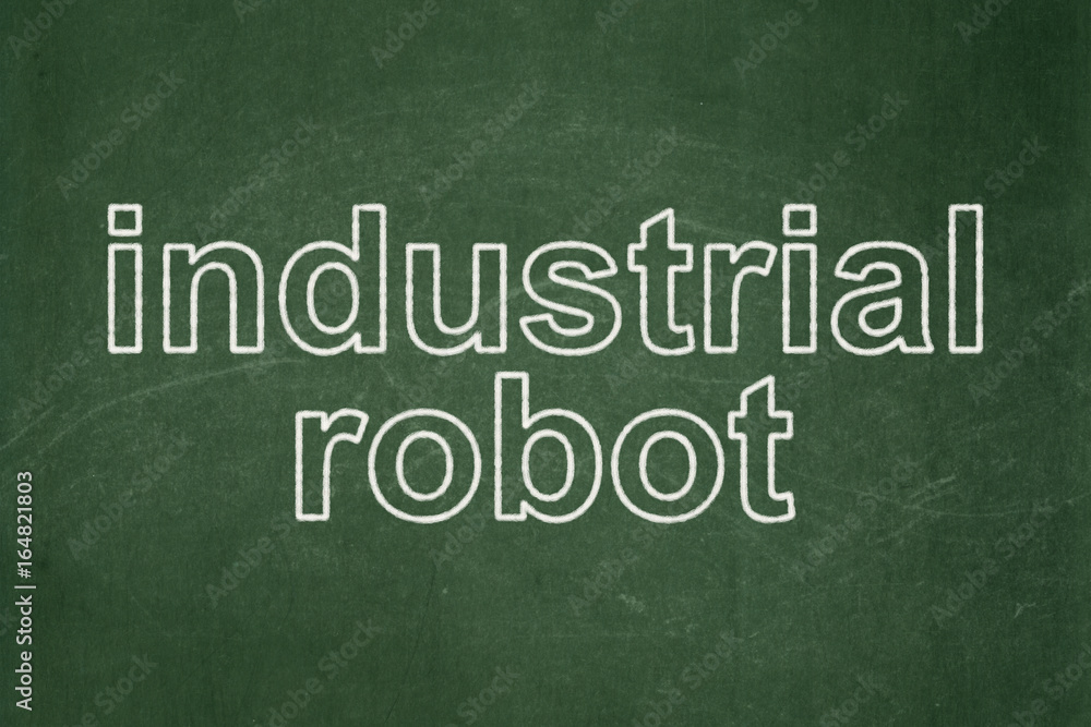 Manufacuring concept: Industrial Robot on chalkboard background Manufacuring concept: Industrial Robot on chalkboard background