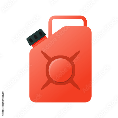 Canister, funnel, fuel icon. Metal canister of gasoline