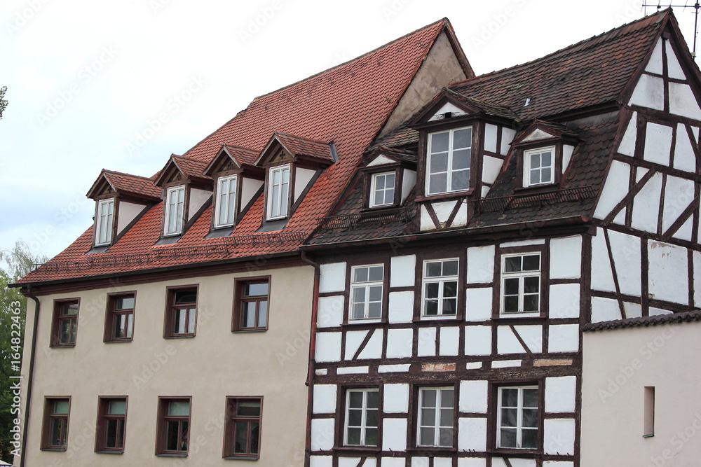 Fachwerkhäuser in der Altstadt von Nürnberg (Deutschland)