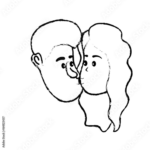 figure avatar couple face kissing with hairstyle design photo