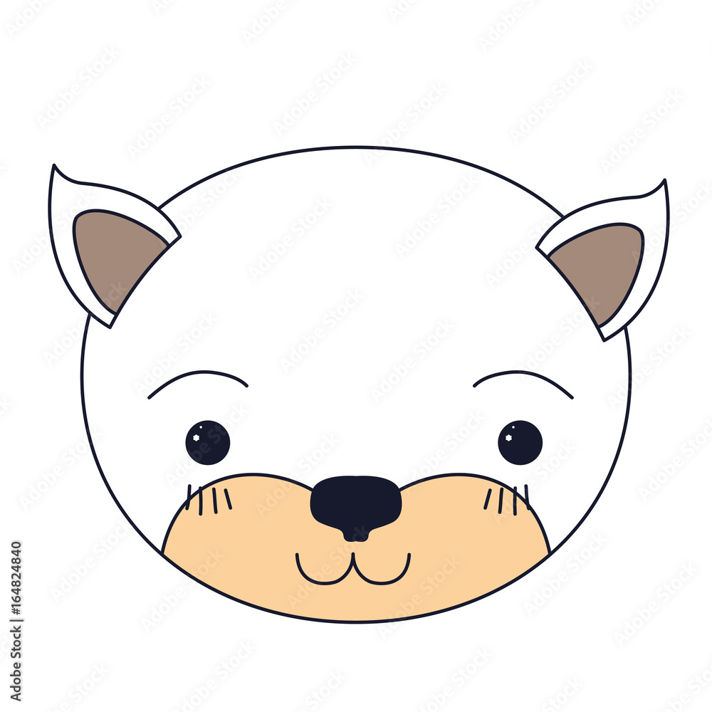 Fototapeta premium silhouette color sections of cute face of kitten tranquility expression vector illustration
