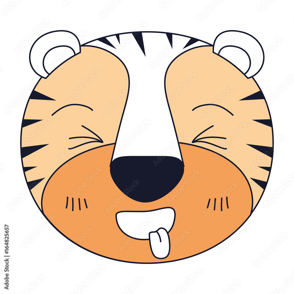 silhouette color sections of cute face of tiger sticking out tongue expression vector illustration silhouette color sections of cute face of tiger sticking out tongue expression vector illustration