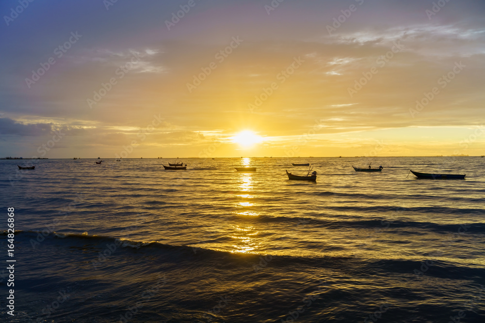 Silhouette beautiful colorful sunset in Pattaya , Thailand Silhouette beautiful colorful sunset in Pattaya , Thailand