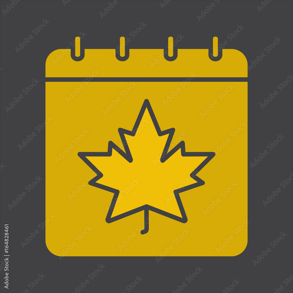 Autumn calendar glyph color icon Autumn calendar glyph color icon