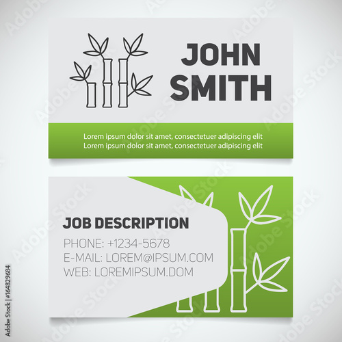 Business card print template with bamboo sticks logo