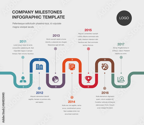 Vector Infographic Company Milestones Timeline Template.