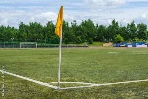 Corner flag on the football field