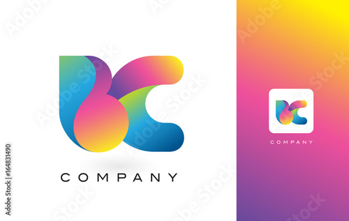 BC Logo Letter With Rainbow Vibrant Beautiful Colors. Colorful Trendy Purple and Magenta Letters Vector.